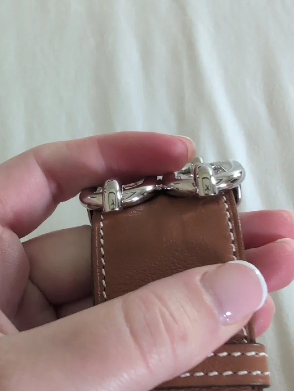 Womens Hermes Gold Leather Belt with Silver Chain Buckle